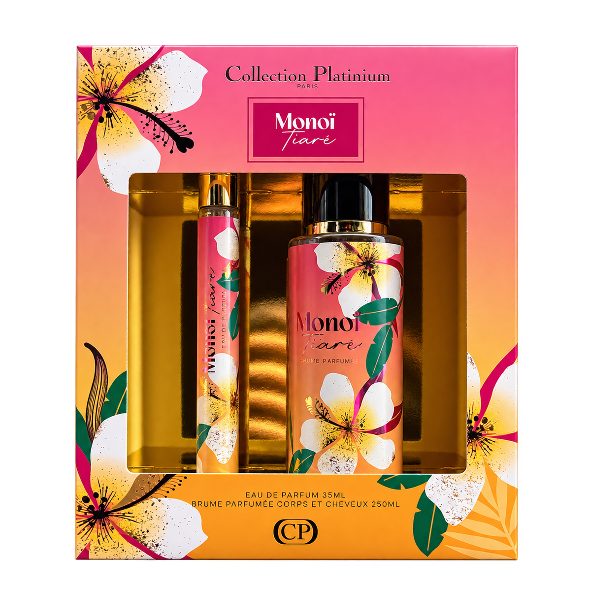 Coffret Monoï Tiaré (Eau de Parfum 35 ml + Brume Parfumée 250 ml) - Collection Platinium Paris