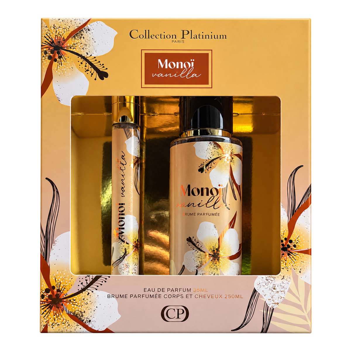 Coffret Monoï Vanilla (Eau de Parfum 35 ml + Brume Parfumée 250 ml) - Collection Platinium Paris